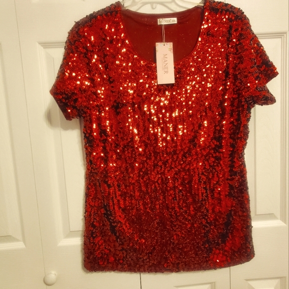 🔥Maner Women’s Full Sequin Glitter Party Blouse Size 4X🔥 - Picture 2 of 6